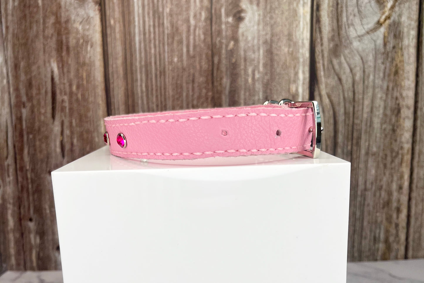 Medium Pink Collar with Hot Pink Diamante
