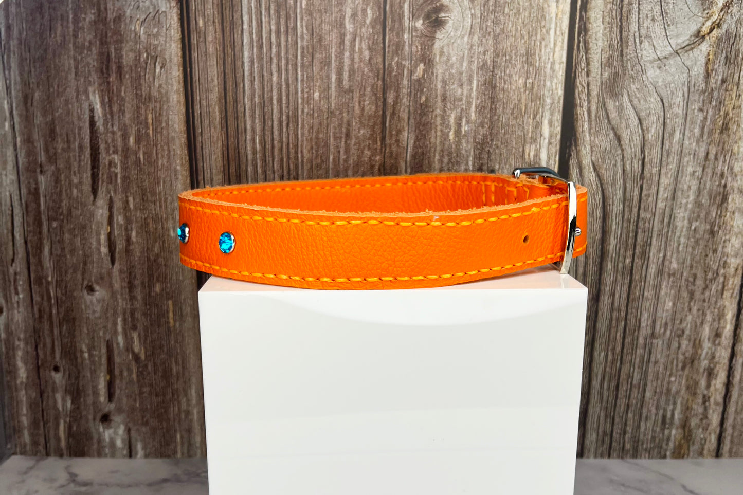 Large Orange Collar with Turquoise Diamante