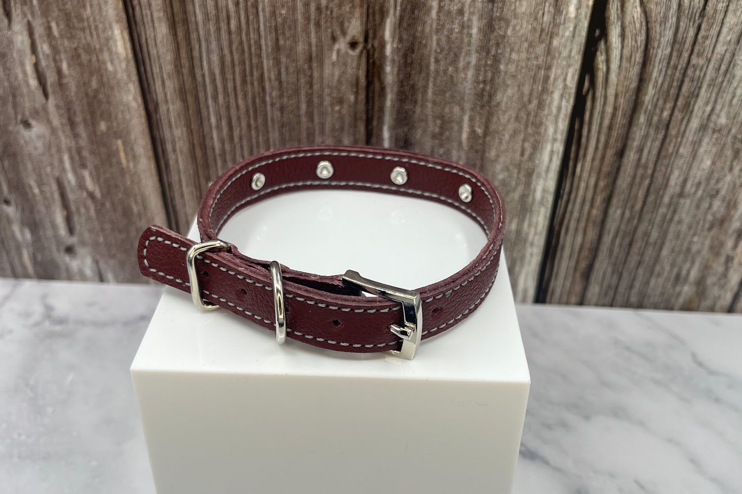 Small Red Leather Collar with AB Gem Rivets
