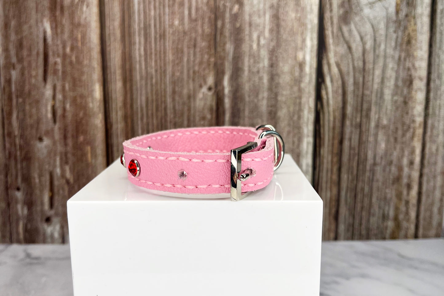 Small Pink Collar with Red Diamantes