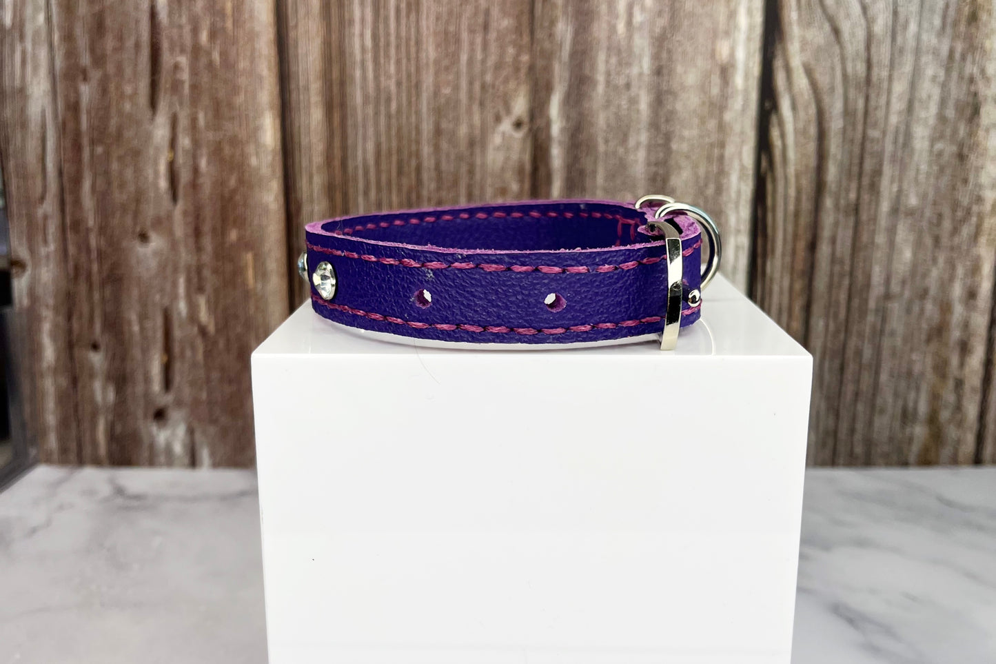 Small Purple Collar with AB Diamante