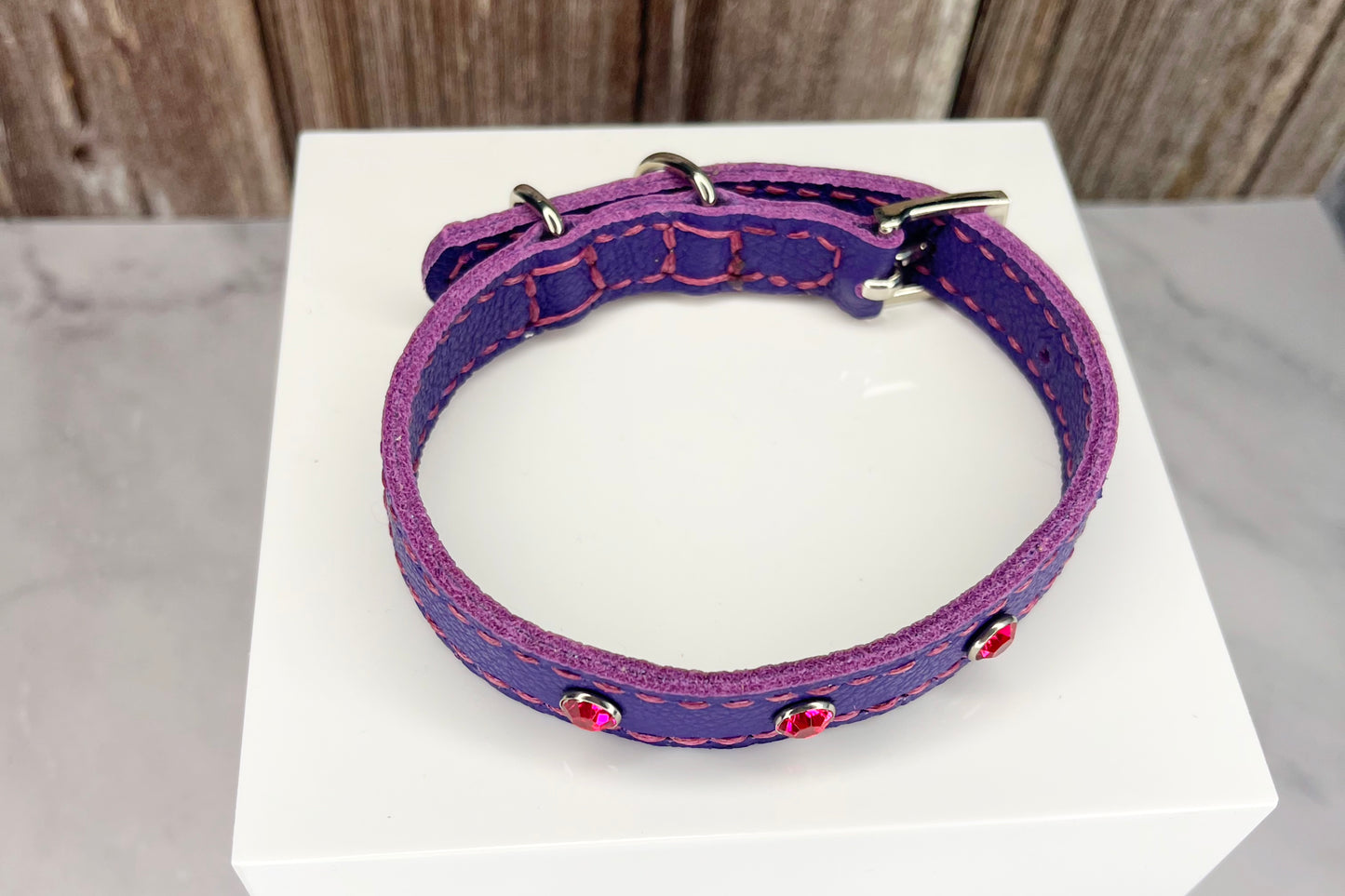 Small Purple Collar with Hot Pink Diamantes