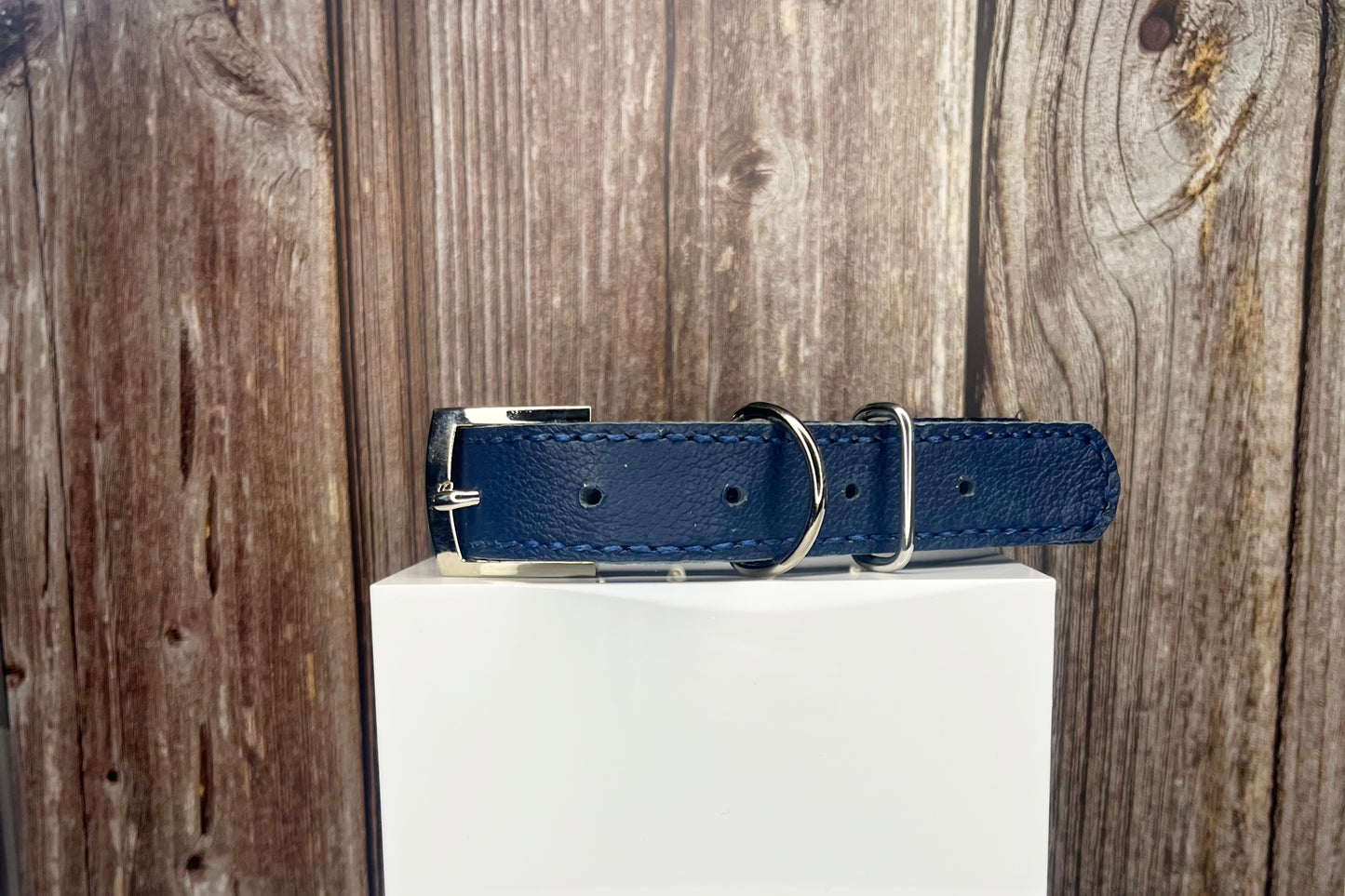 Large Navy Blue Collar with Navy Blue Diamante