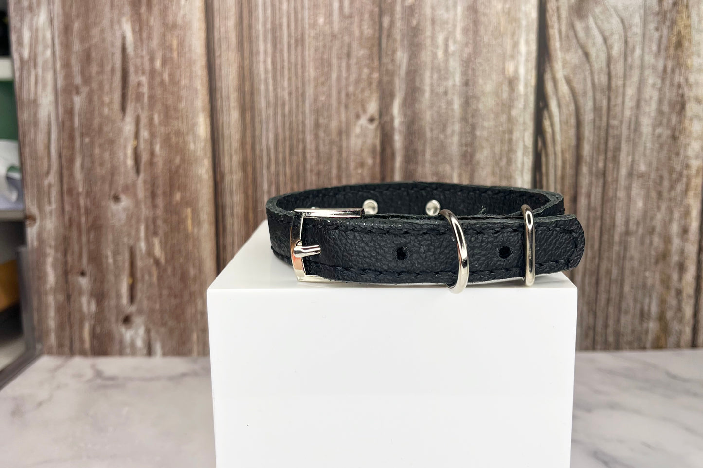 Small Black Collar with Clear Diamante