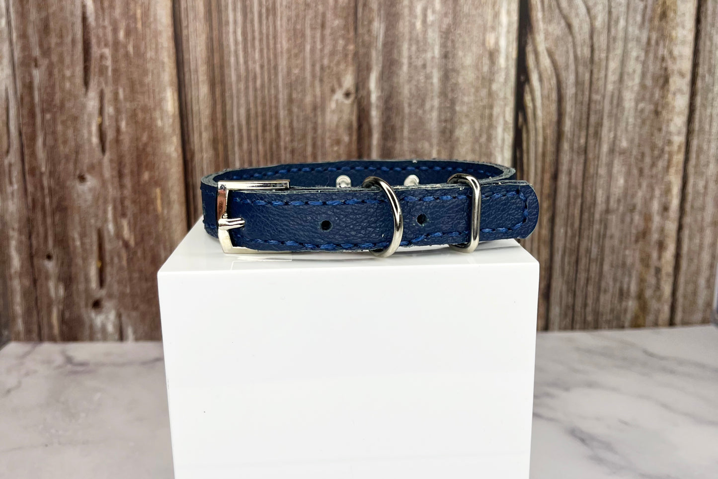 Small Navy Blue Collar with Turquoise Diamantes