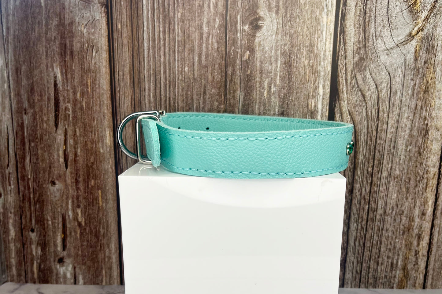 Large Aqua Green Collar with Jade Green Diamante