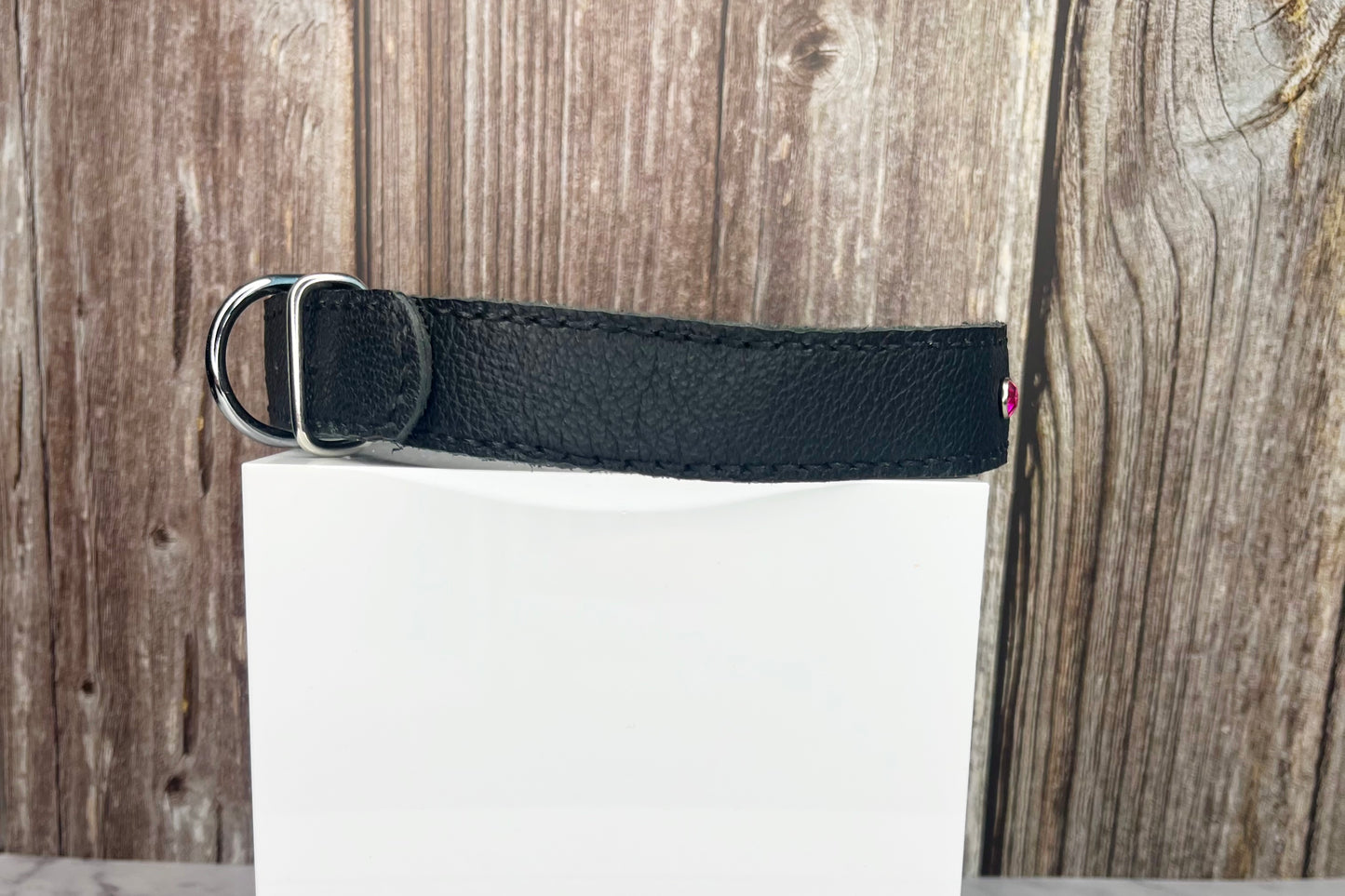 Large Black Collar with Hot Pink Diamante