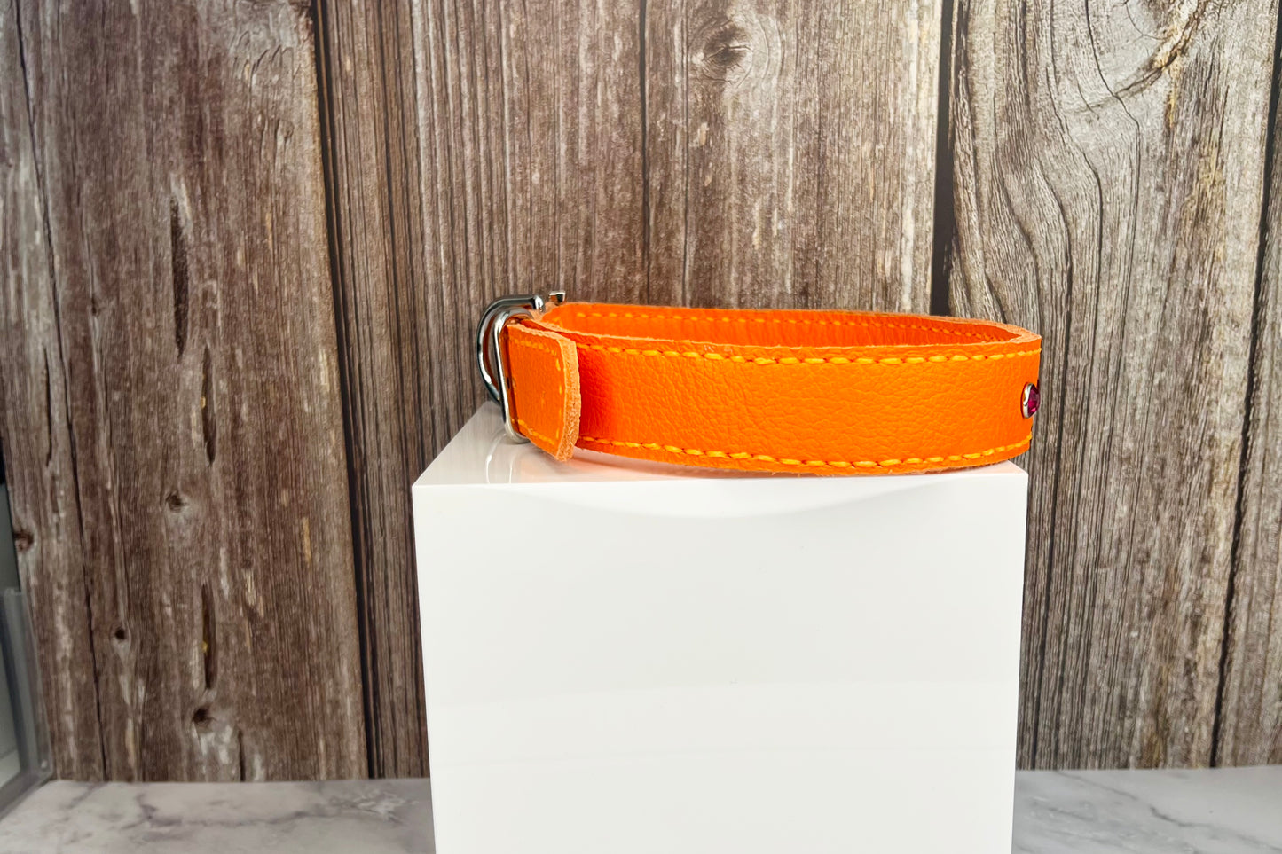 Large Orange Collar with Hot Pink Diamante