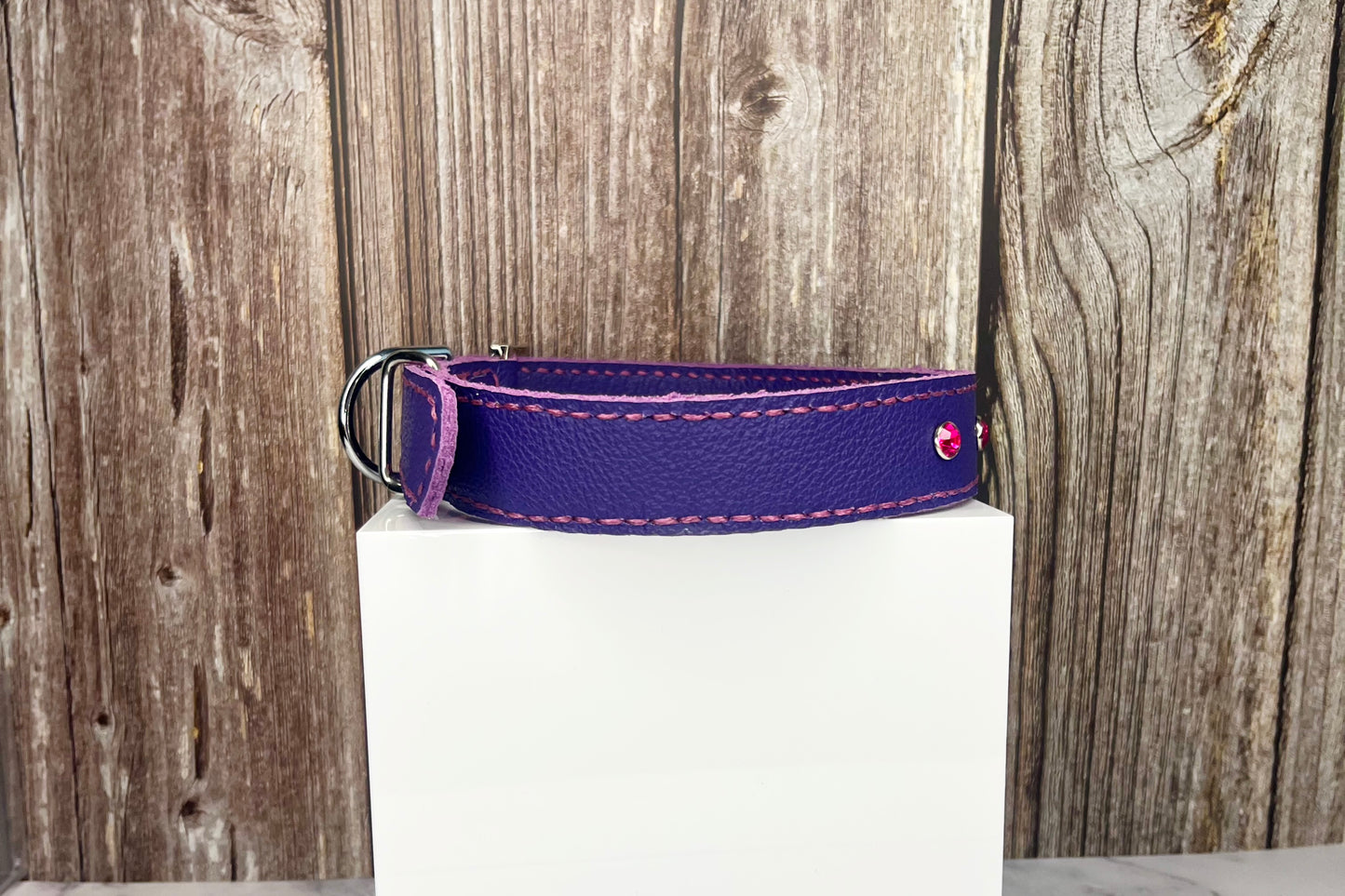 Large Purple Collar with Hot Pink Diamante