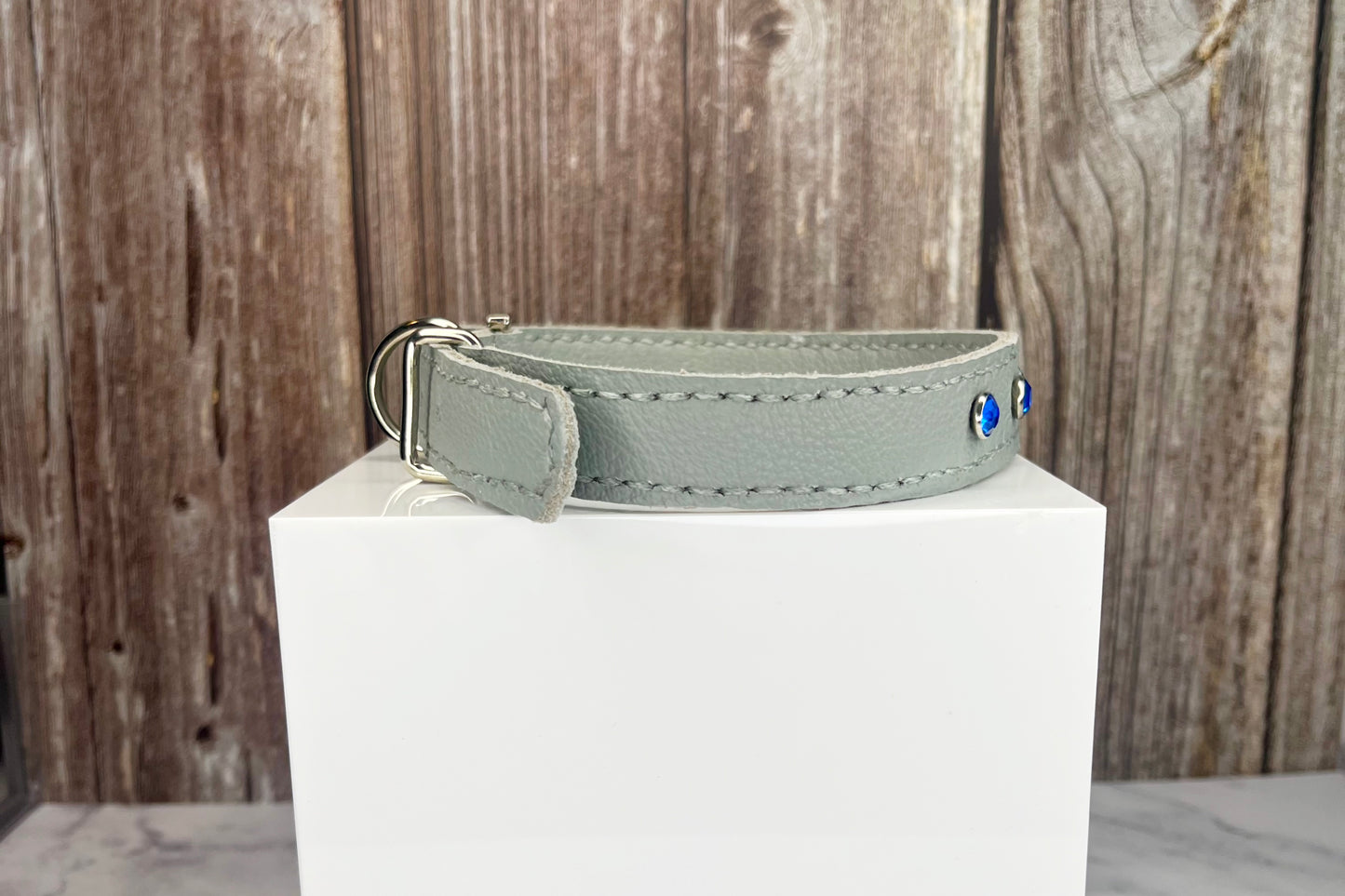 Medium Grey Collar with Royal Blue Diamantes