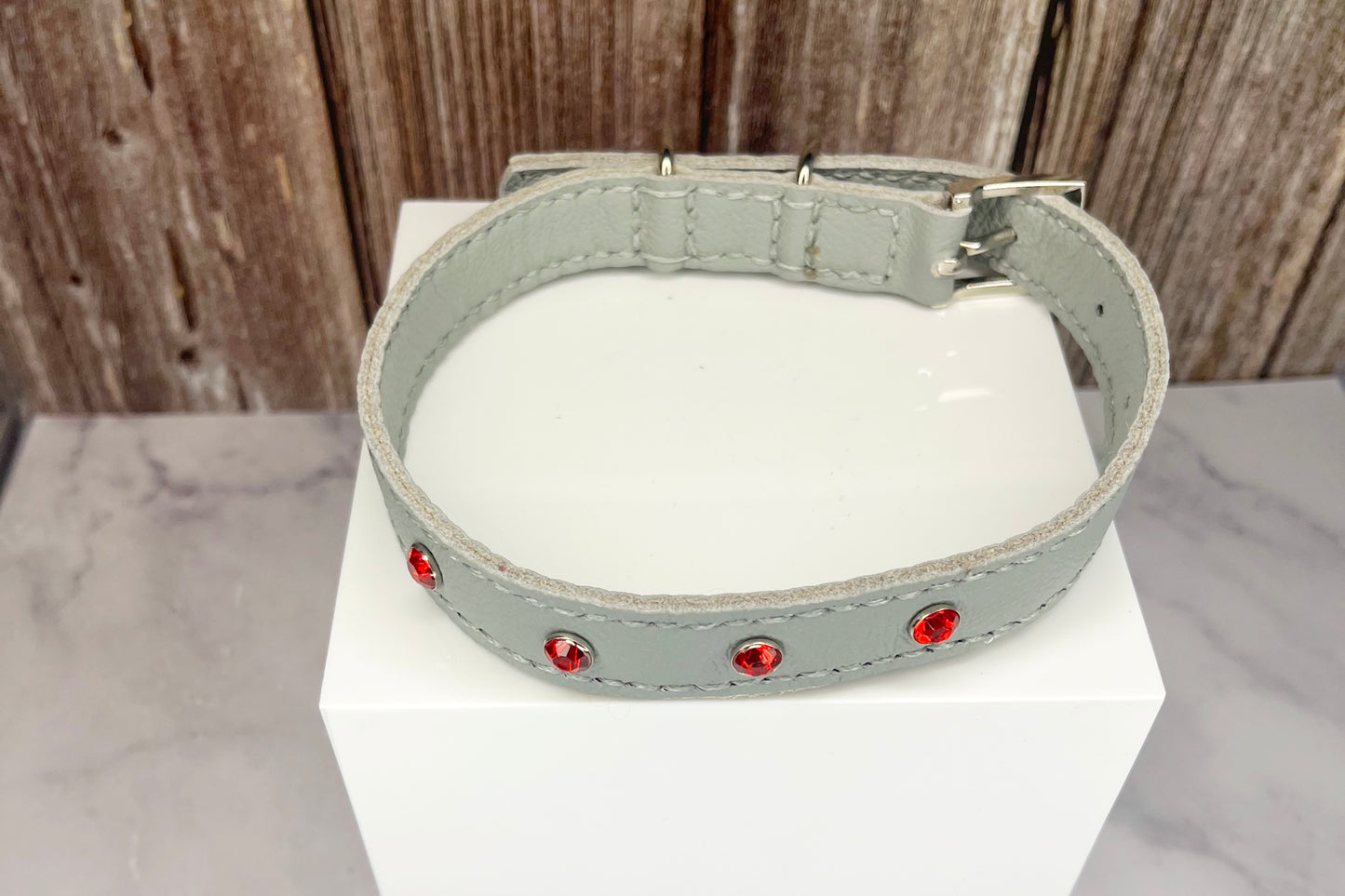 Medium Grey Collar with Red Diamante