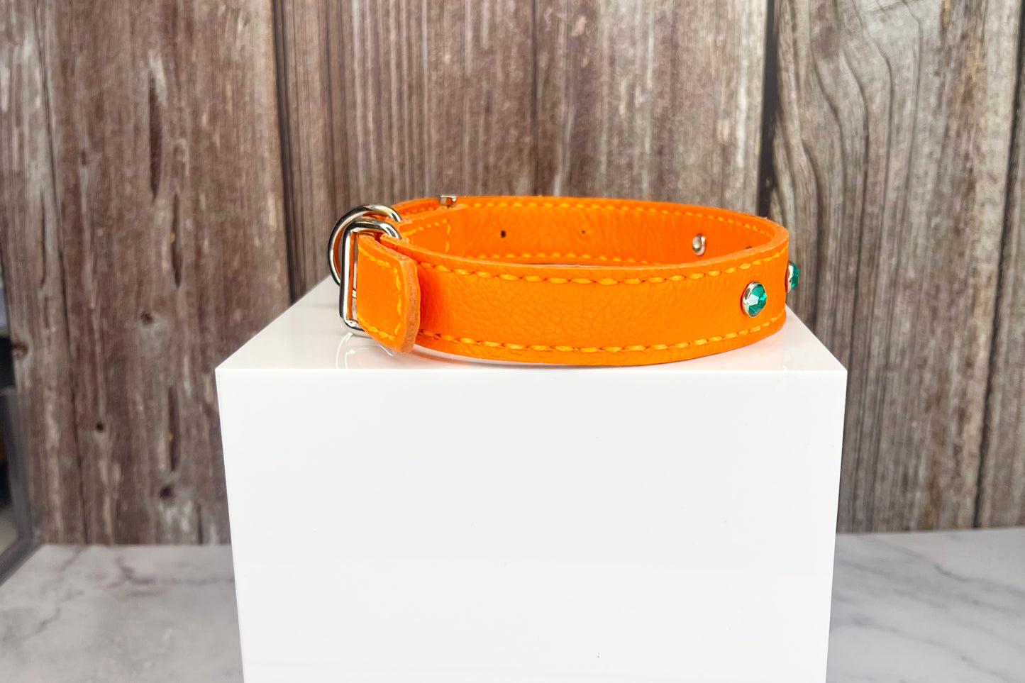Medium Orange Collar with Jade Diamantes