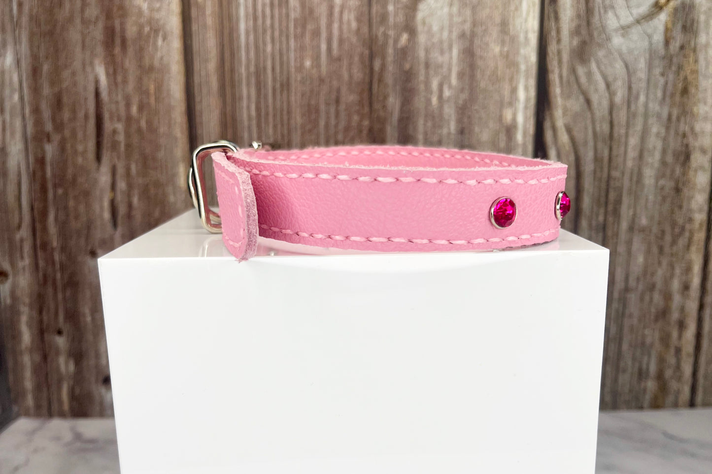 Medium Pink Collar with Hot Pink Diamante