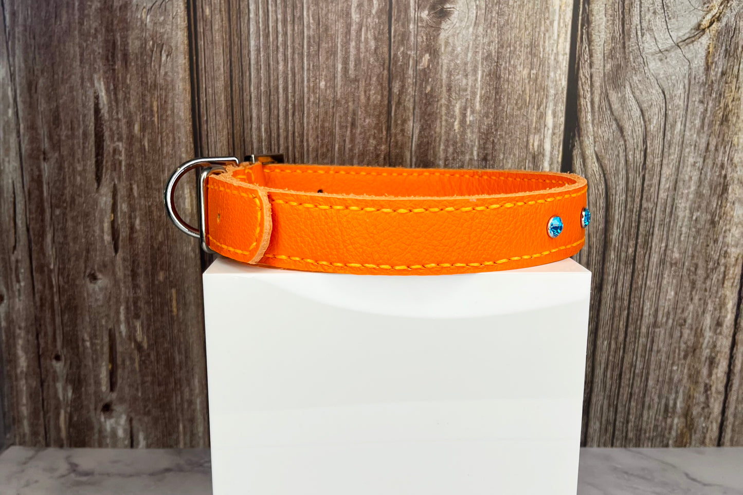 Large Orange Collar with Turquoise Diamante