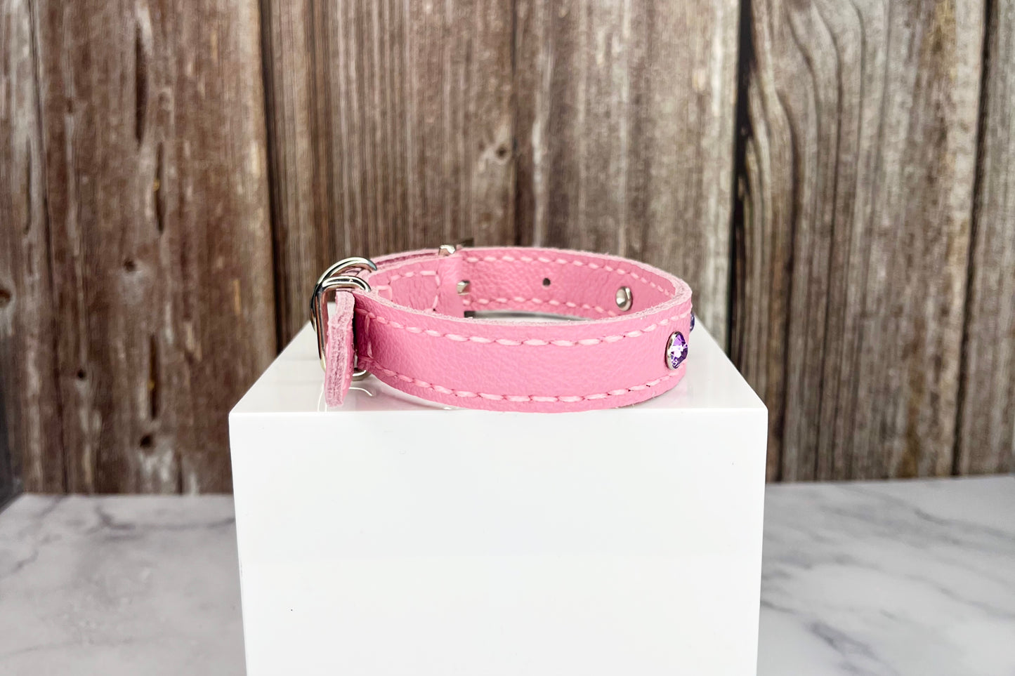 Small Pink Collar with Lilac Diamantes
