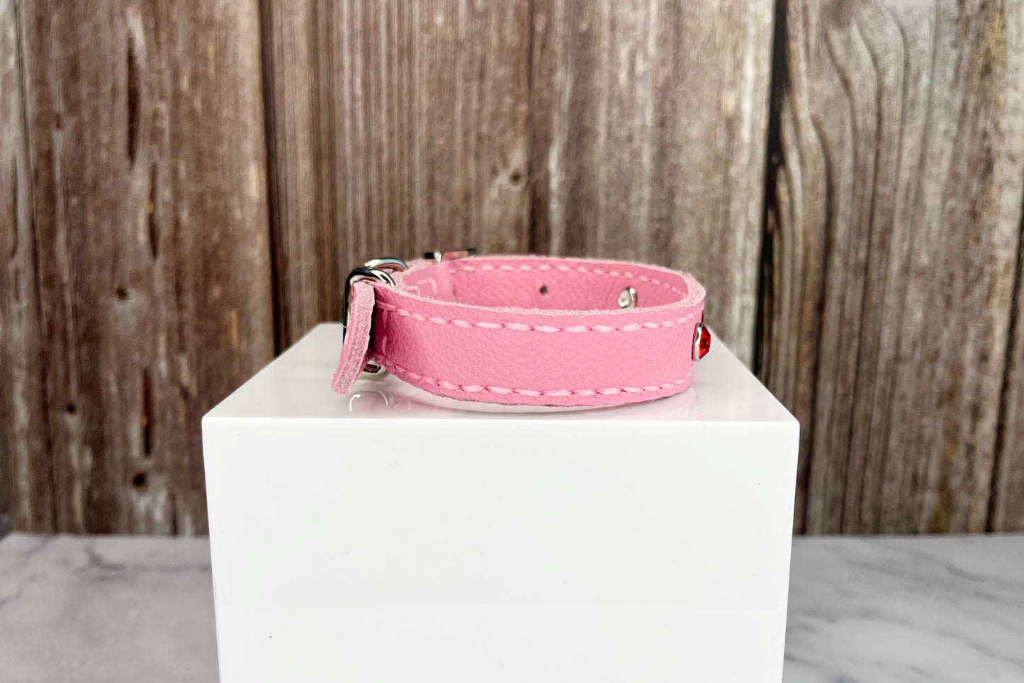 Small Pink Collar with Red Diamantes