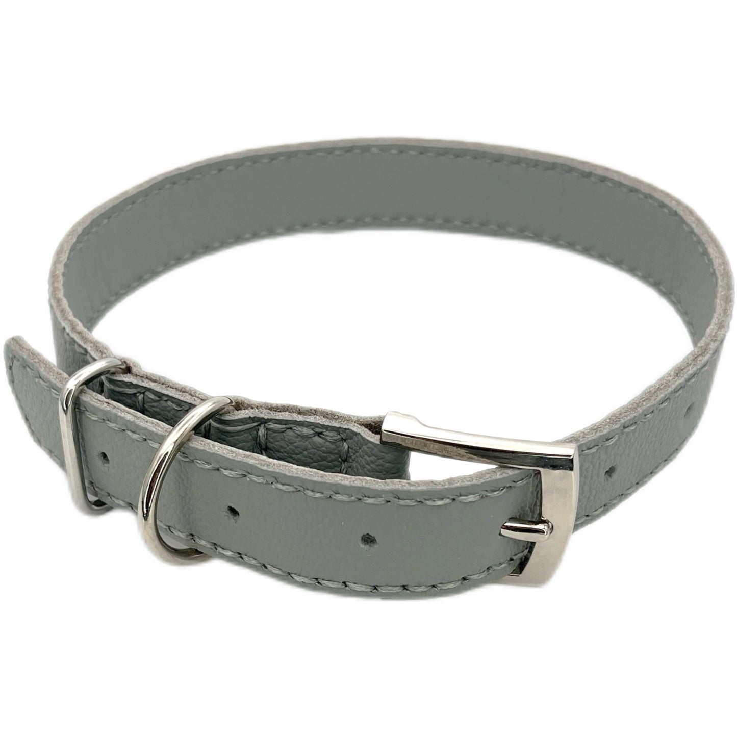 Large Grey Leather Collar
