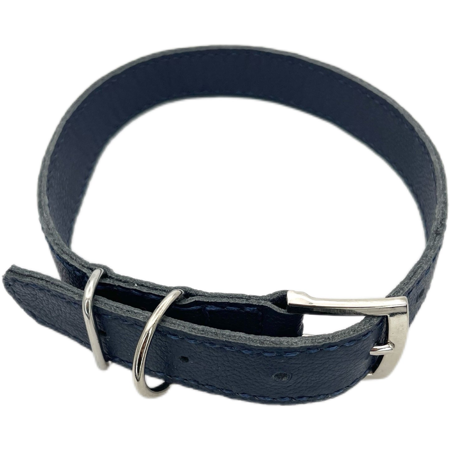 Large Navy Blue Leather Collar
