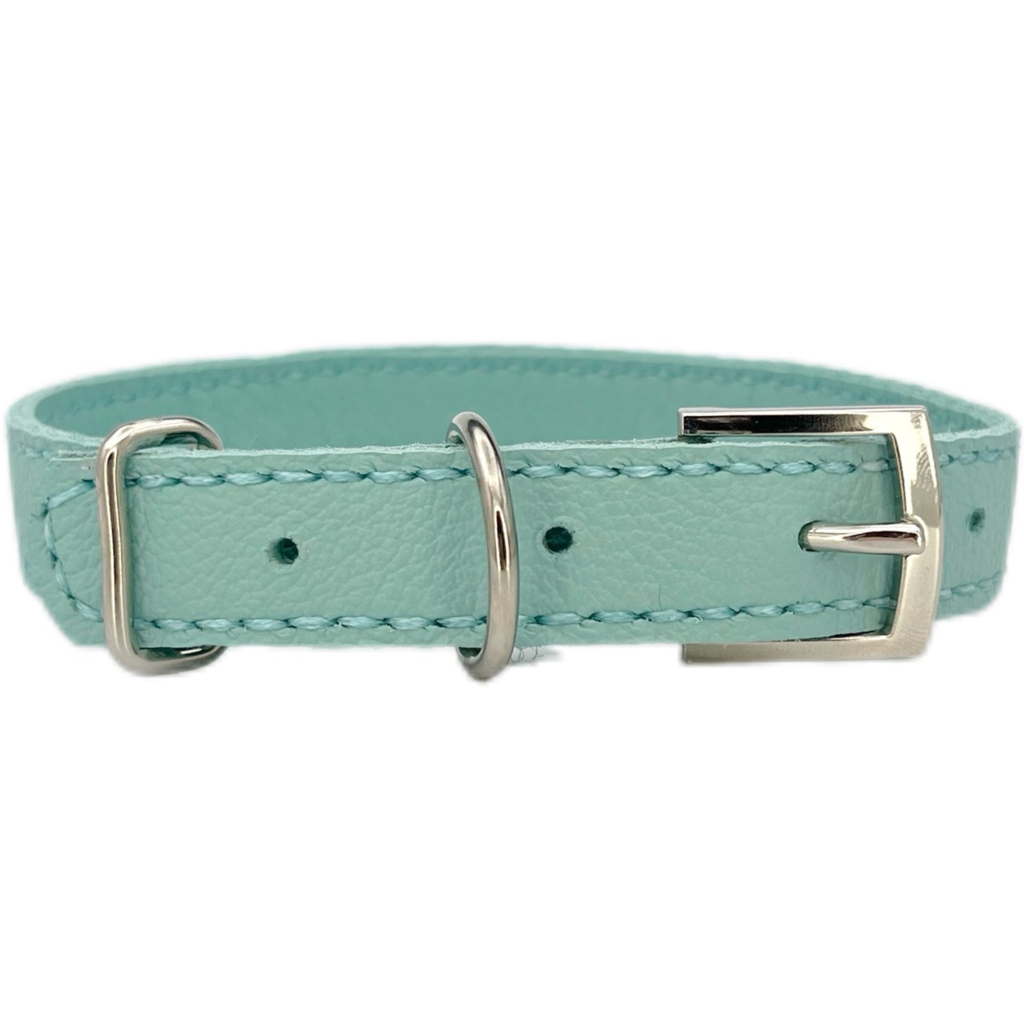 Medium Aqua Green Leather Collar