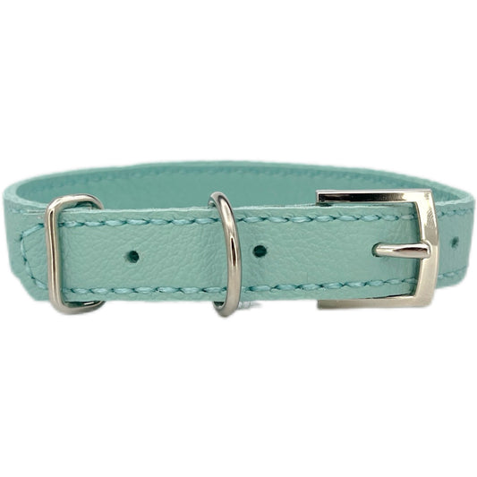 Medium Aqua Green Leather Collar