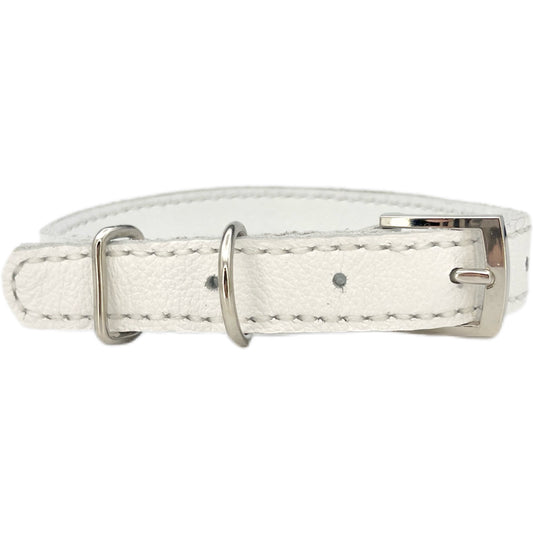 Medium White Leather Collar