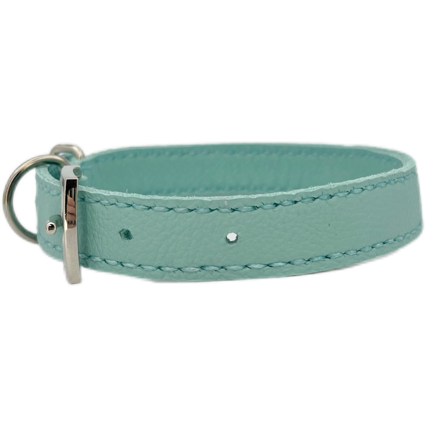 Medium Aqua Green Leather Collar