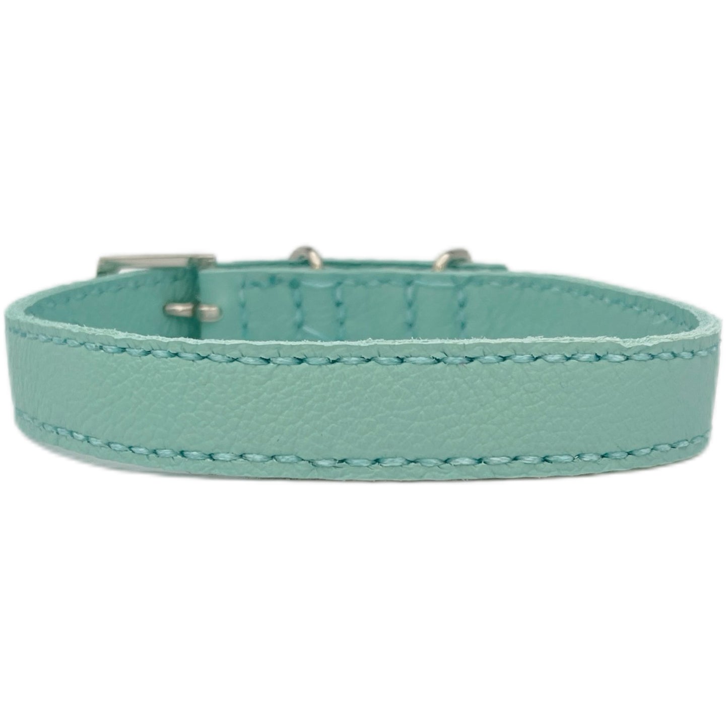 Medium Aqua Green Leather Collar