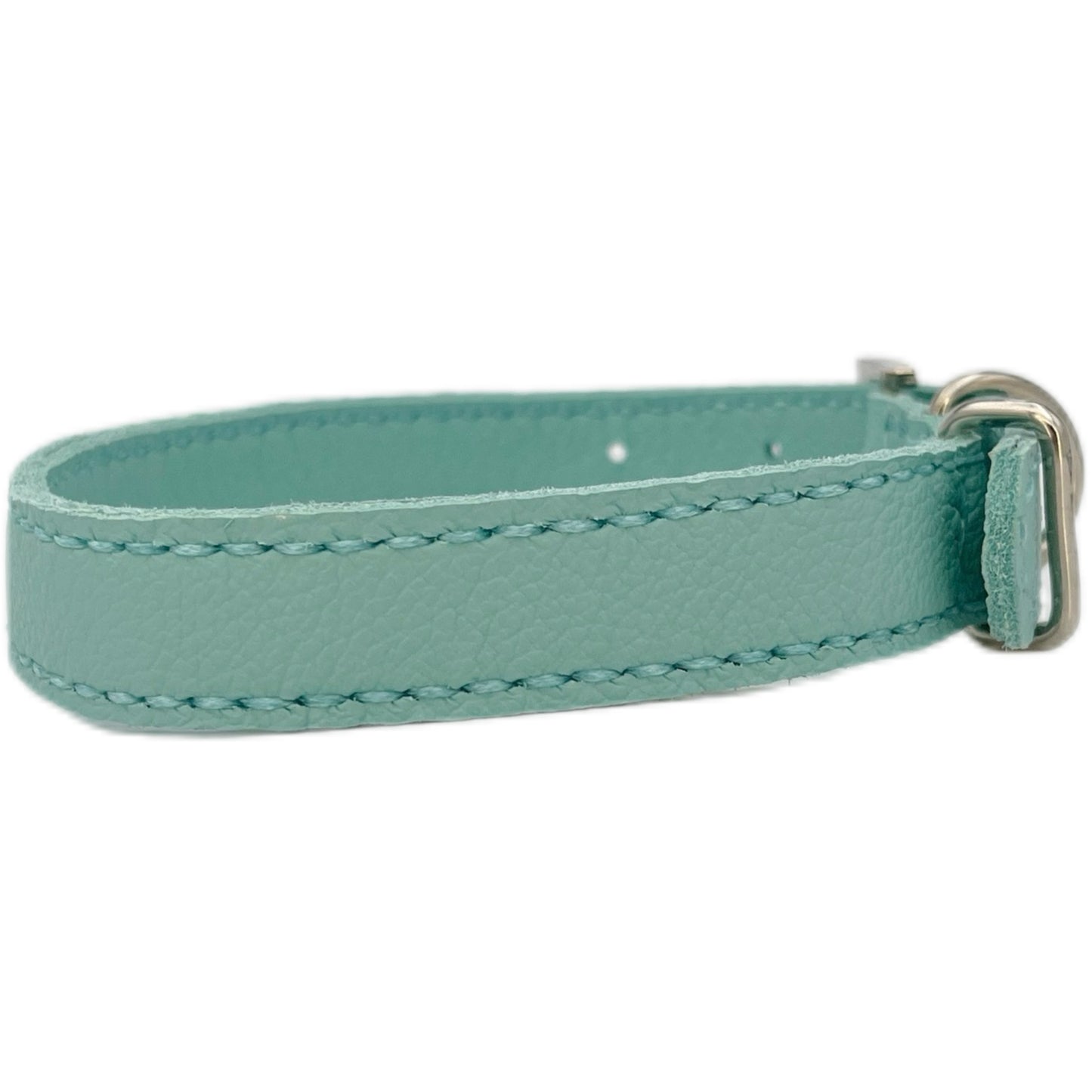 Medium Aqua Green Leather Collar