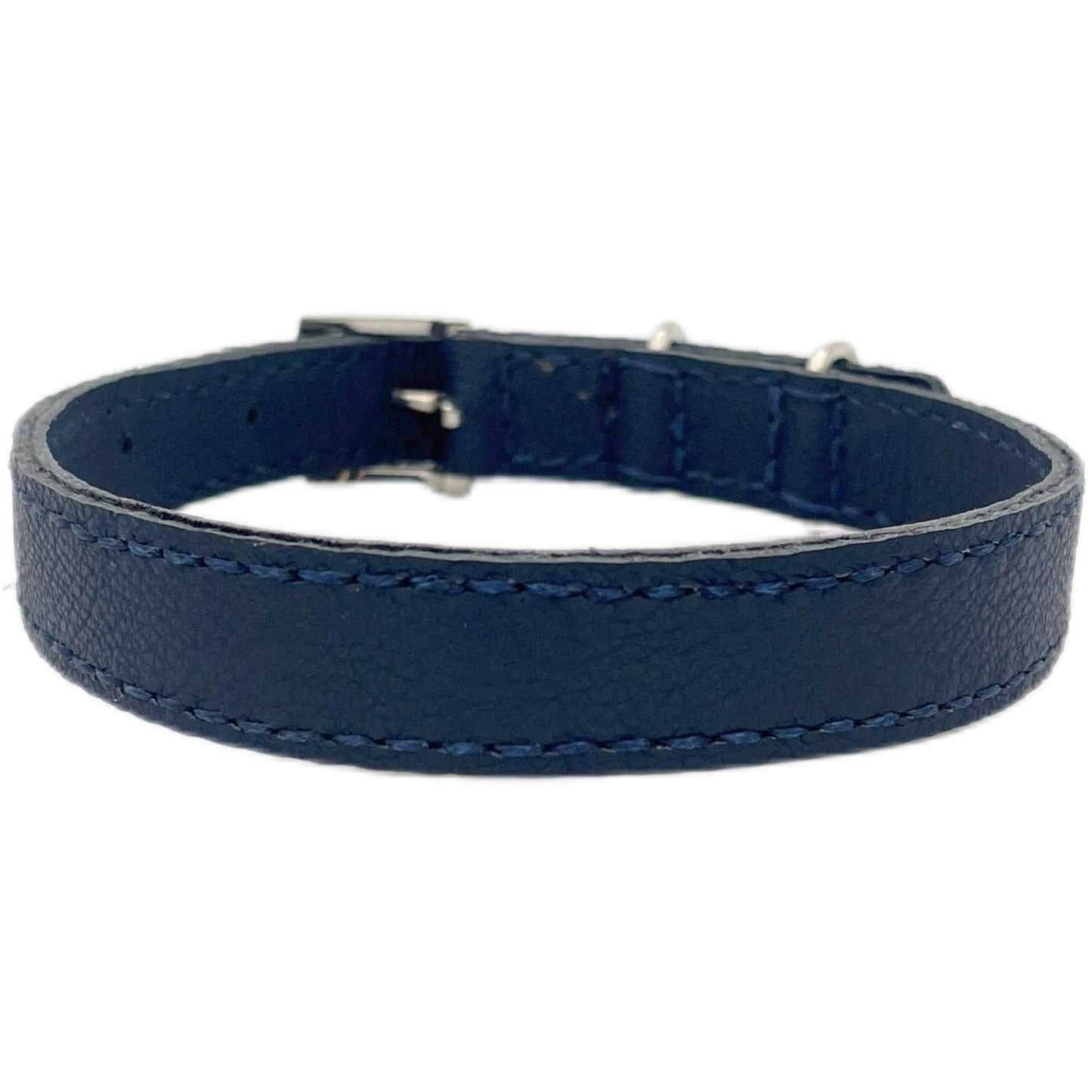 Medium Navy Blue Leather Collar
