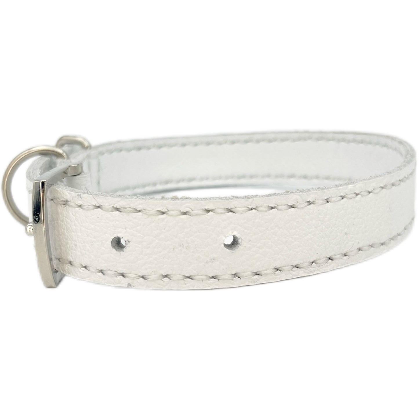 Medium White Leather Collar