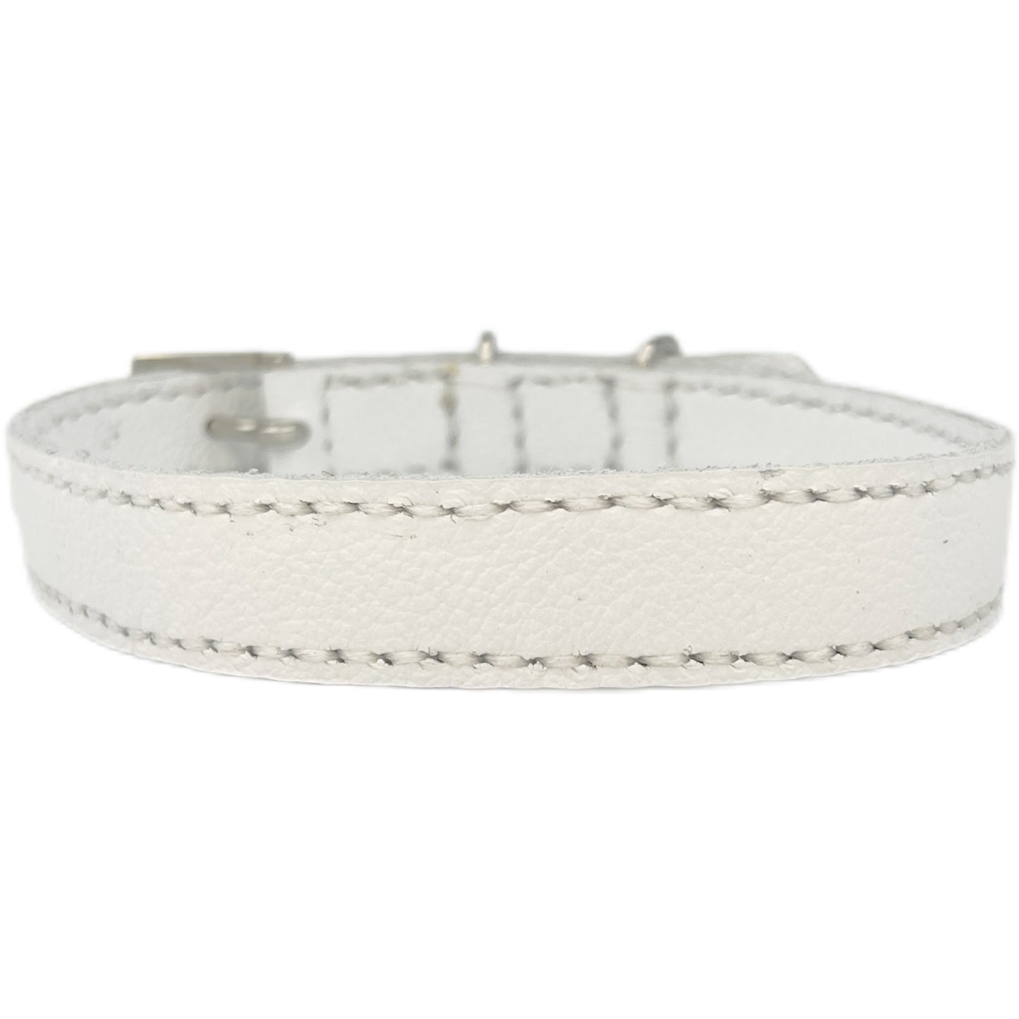 Medium White Leather Collar
