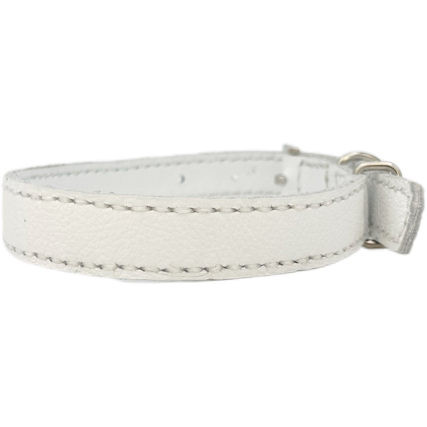 Medium White Leather Collar