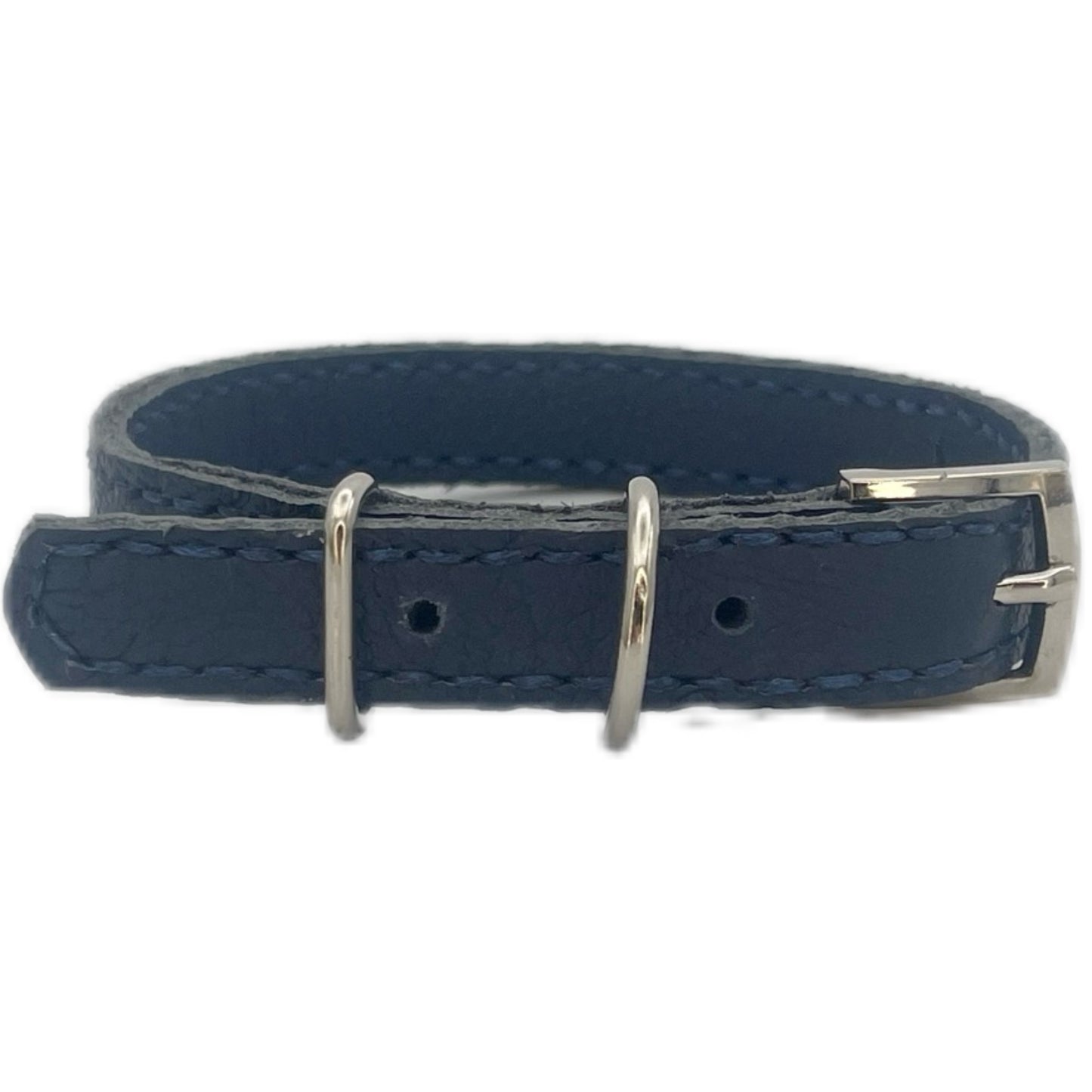 Small Navy Blue Leather Collar