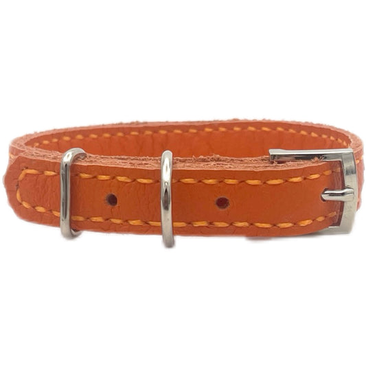 Small Orange Leather Collar