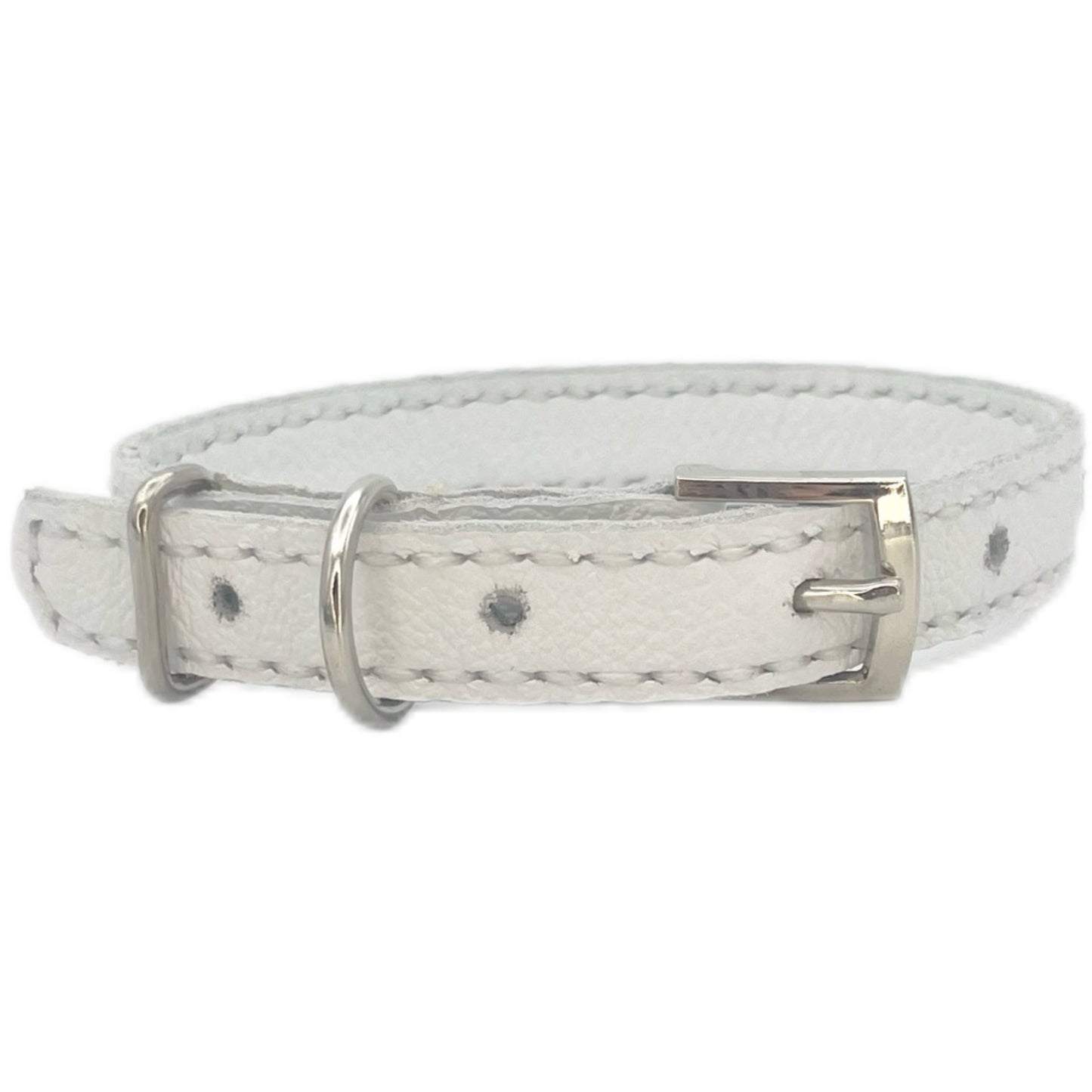 Extra Small White Leather Collar