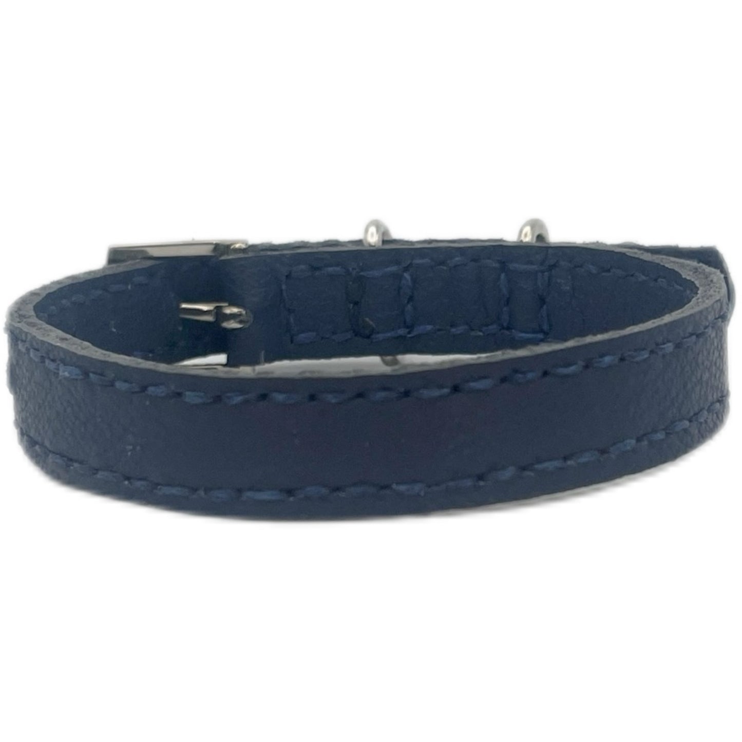 Extra Small Navy Blue Leather Collar