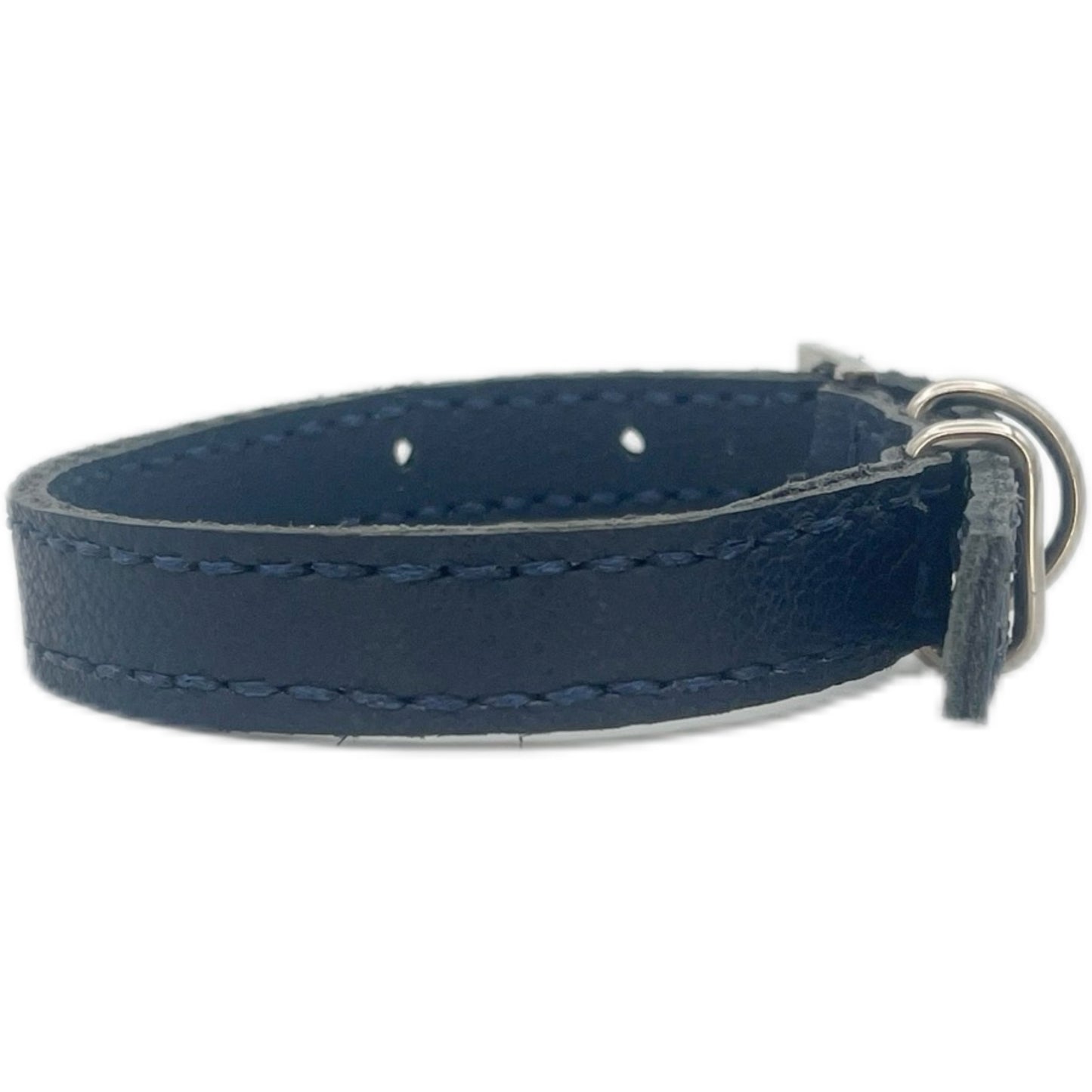 Small Navy Blue Leather Collar