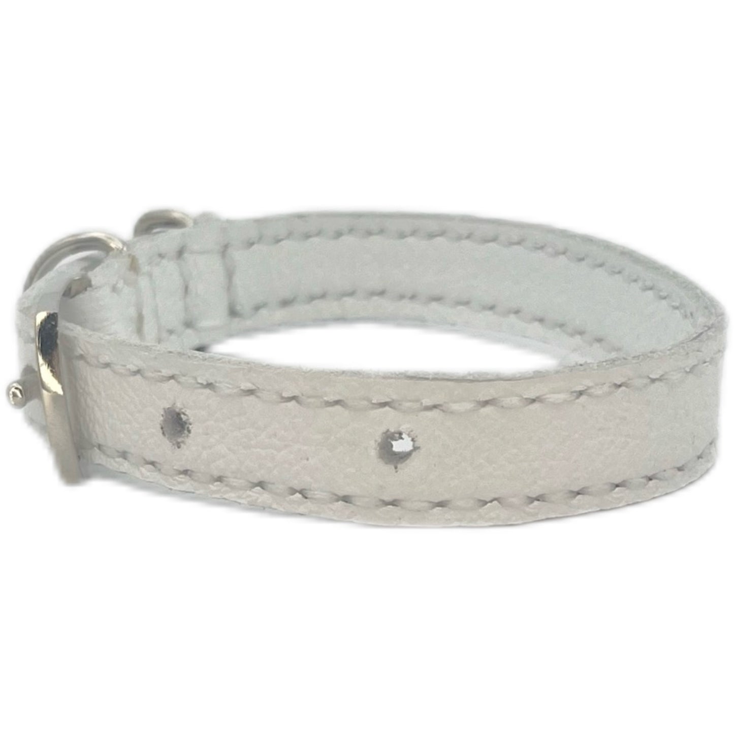 Extra Small White Leather Collar