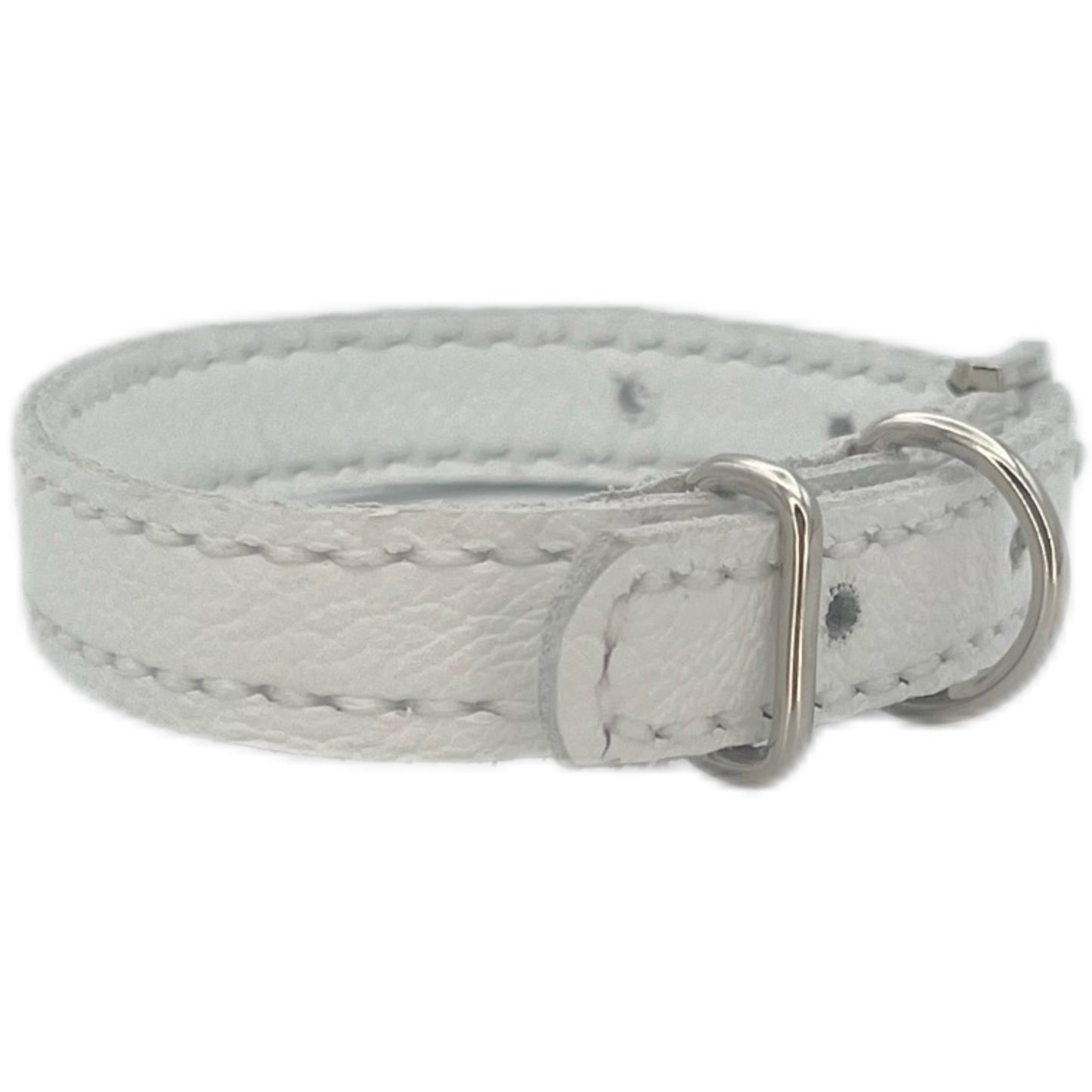 Extra Small White Leather Collar