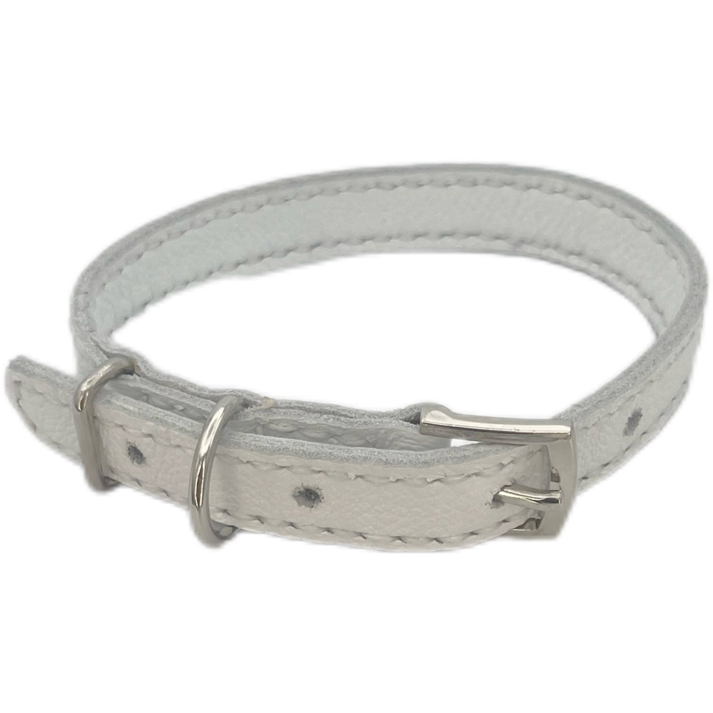 Extra Small White Leather Collar
